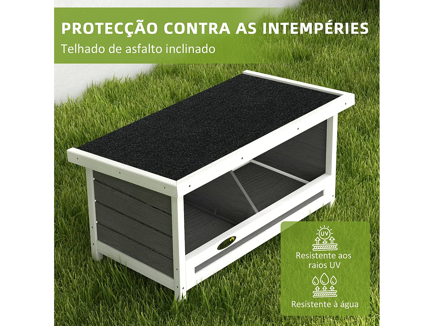 PawHut Ninho para Galinhas de Madeira Caixa Ninho para 2 Galinhas com 2 Compartimentos e Telhado Asfáltico para Interior e Exterior 66x37x34 cm Cinza