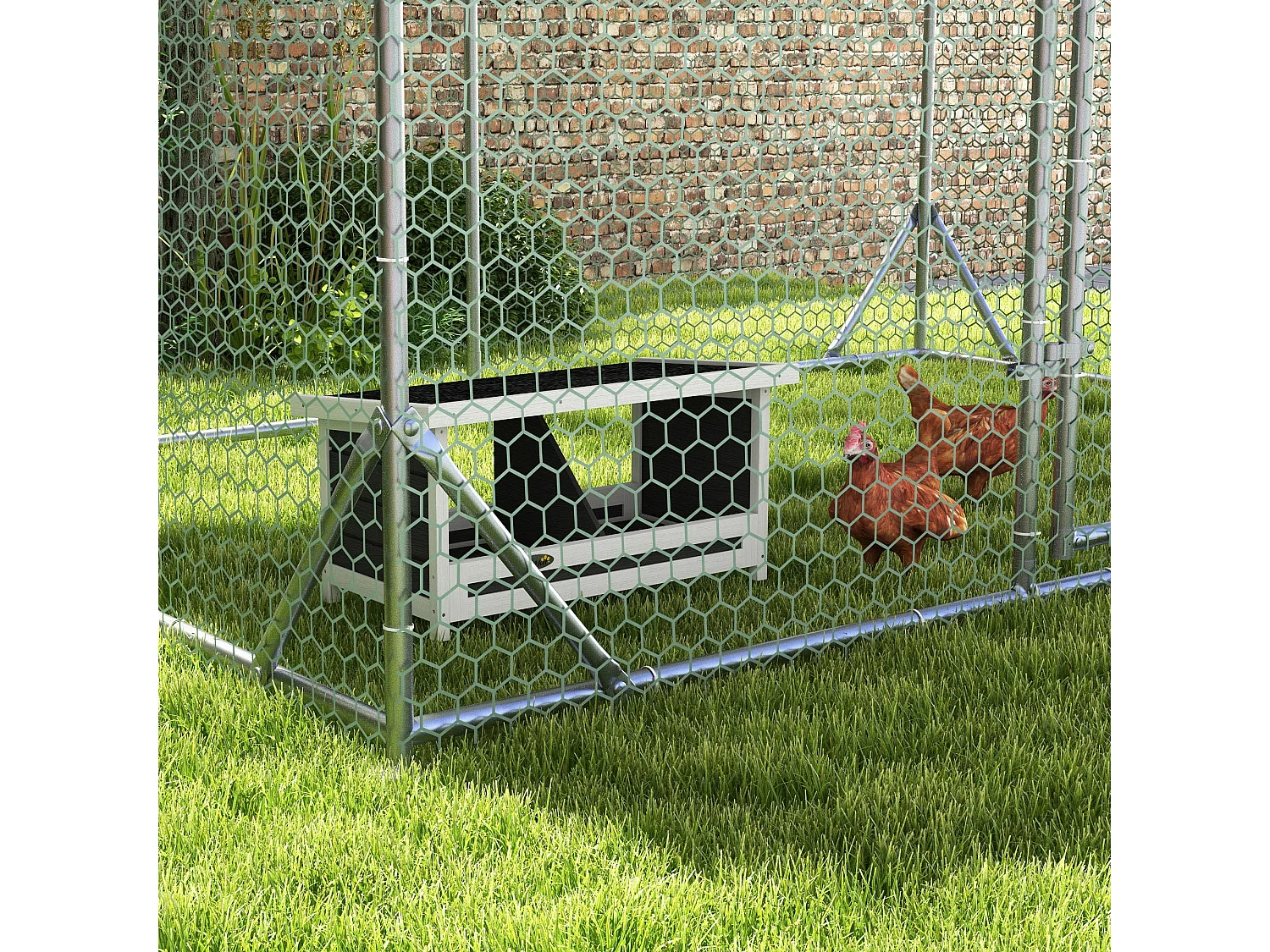 PawHut Ninho para Galinhas de Madeira Caixa Ninho para 2 Galinhas com 2 Compartimentos e Telhado Asfáltico para Interior e Exterior 66x37x34 cm Cinza