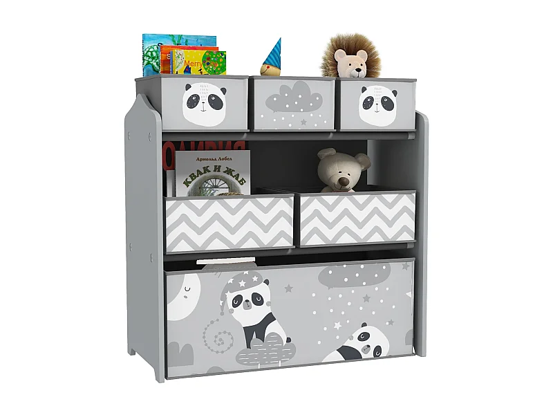 Estante ZONEKIZ para Brinquedos com 6 Caixas de Tecido - Organizador Infantil 63x30x66 cm