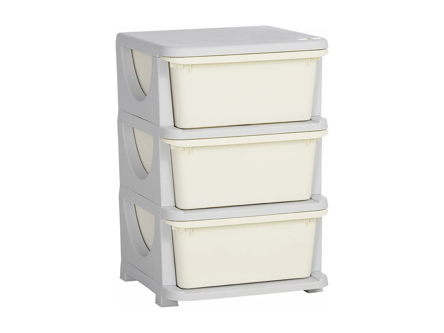 Organizador de Brinquedos HOMCOM para Crianças com 3 Gavetas - Prático e Seguro - 37x37x56,5 cm Bege