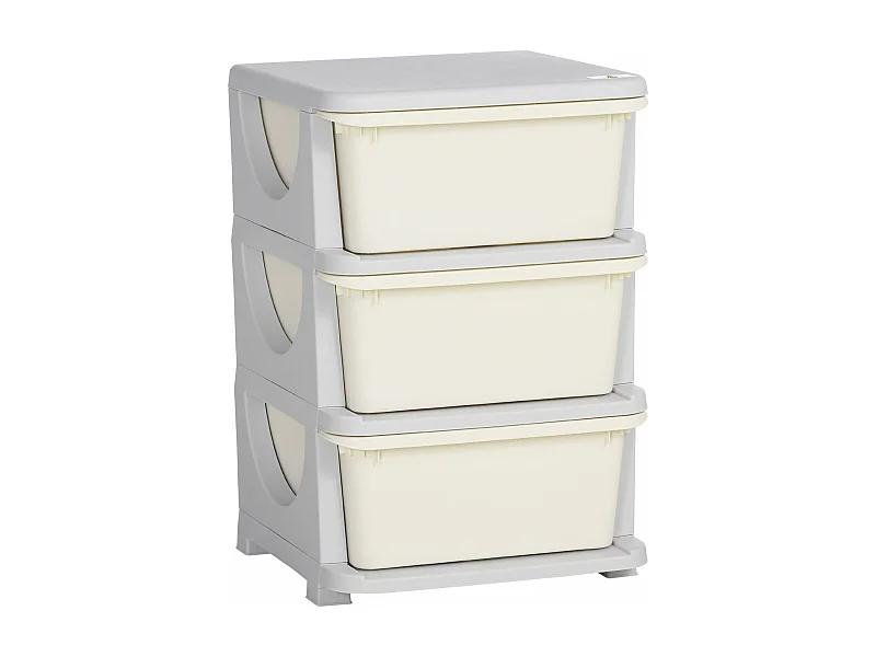 Organizador de Brinquedos HOMCOM para Crianças com 3 Gavetas - Prático e Seguro - 37x37x56,5 cm Bege