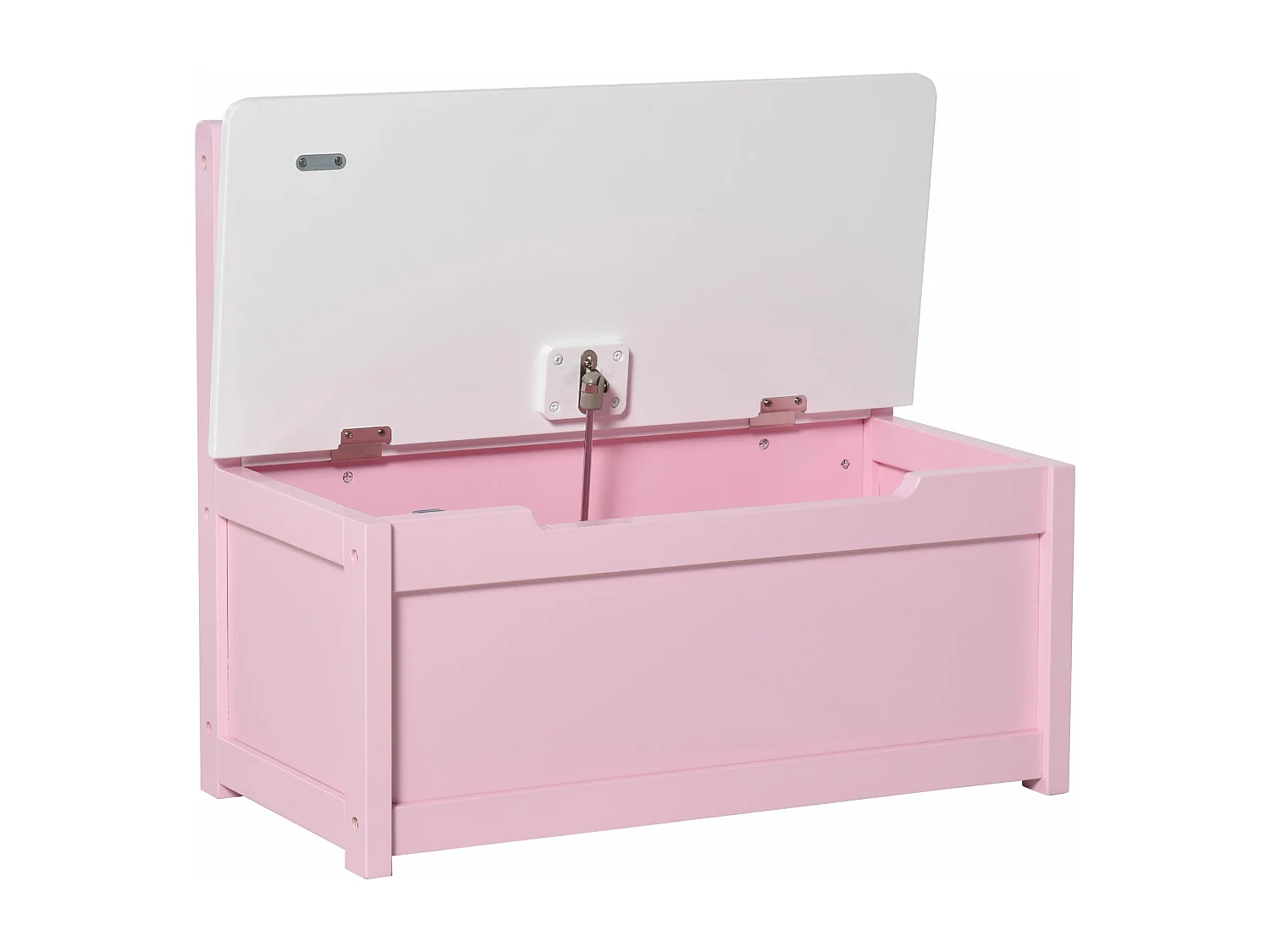 HOMCOM Baú de Brinquedos e Banco Infantil de Madeira Rosa com Encosto e Tampa Amortecida 60x30x50 cm
