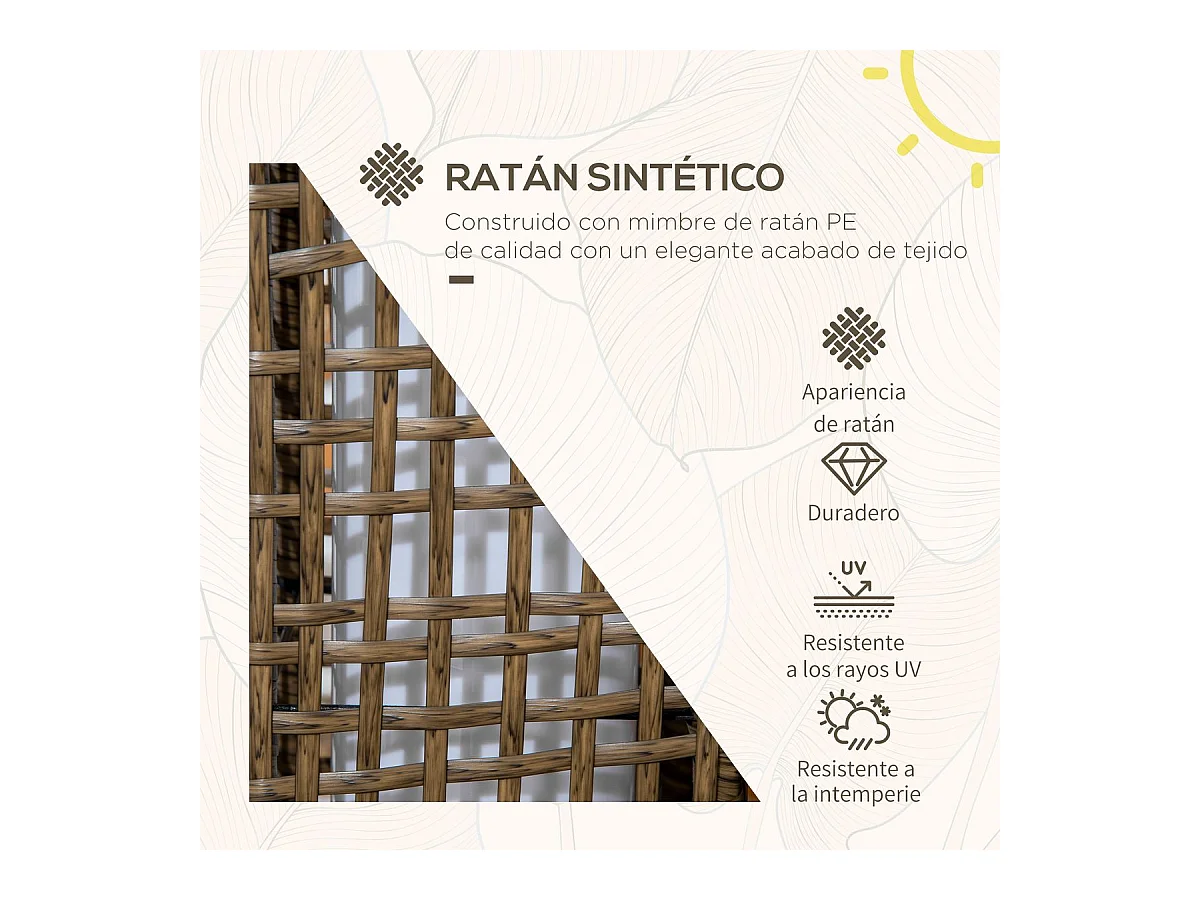 Lámpara solar Hawai Outsunny luces LED exterior marrón 46x15,5x15,5 cm