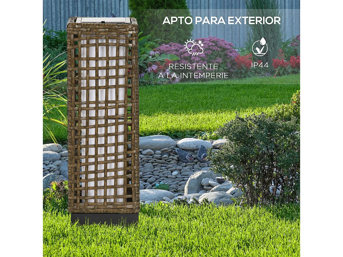Candeeiro Solar de Jardim Outsunny com Vime Sintético e Luz LED - Elegância para Espaços Externos