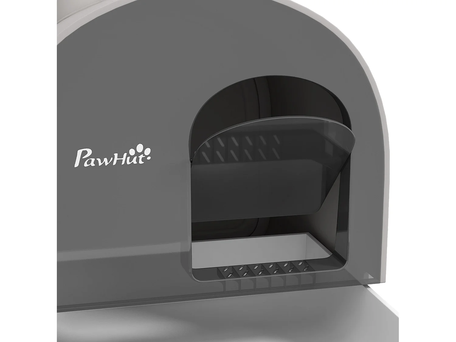 Caixa de Areia Fechada para Gatos PawHut com Porta, Bandeja Removível e Filtro Desodorizante - Cinza