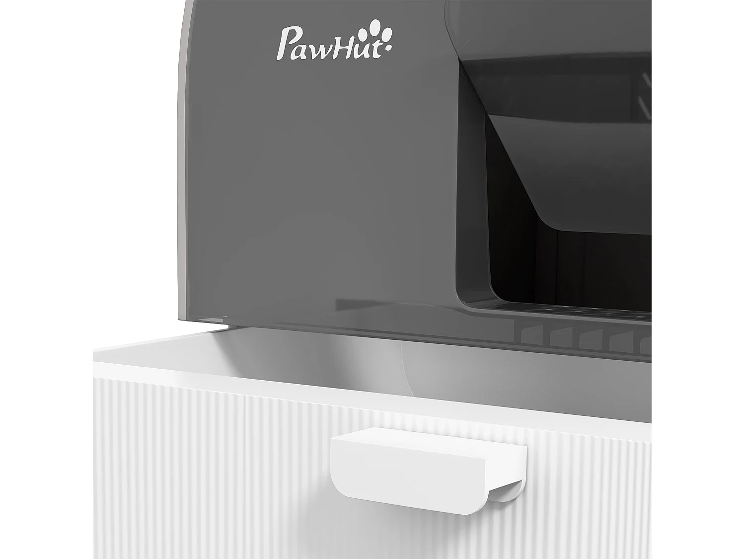Caixa de Areia Fechada para Gatos PawHut com Porta, Bandeja Removível e Filtro Desodorizante - Cinza
