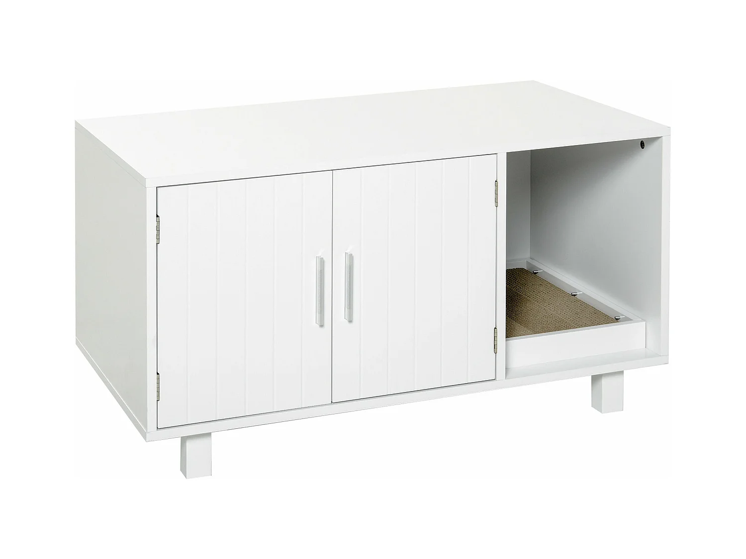 Móvel Multifuncional para Gatos com Caixa de Areia e Arranhador - PawHut Branco 91x52x50,5 cm
