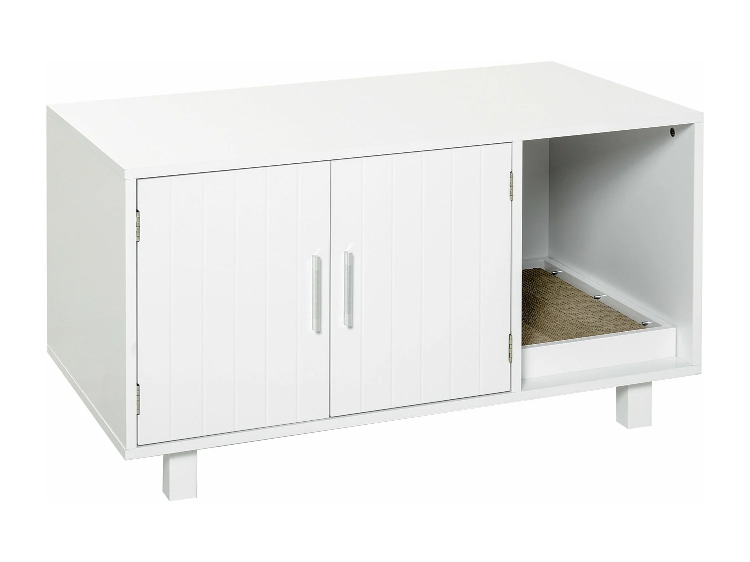 Móvel Multifuncional para Gatos com Caixa de Areia e Arranhador - PawHut Branco 91x52x50,5 cm