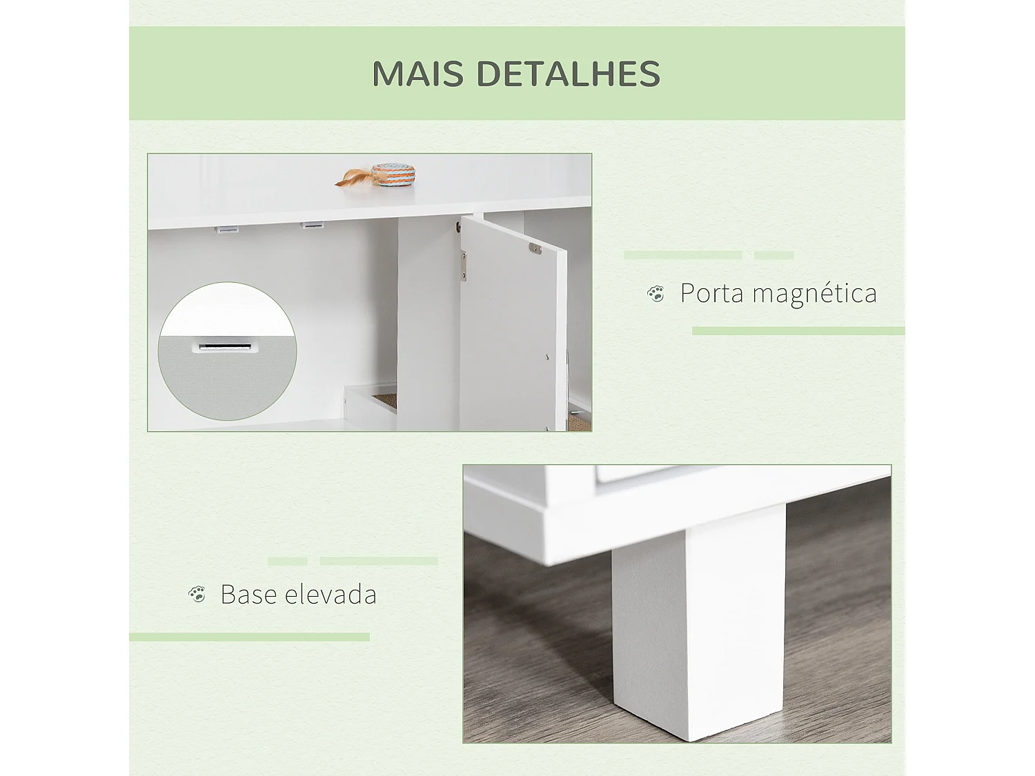 Móvel Multifuncional para Gatos com Caixa de Areia e Arranhador - PawHut Branco 91x52x50,5 cm