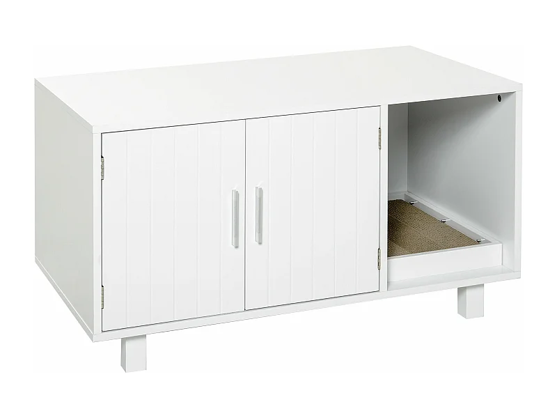 Móvel Multifuncional para Gatos com Caixa de Areia e Arranhador - PawHut Branco 91x52x50,5 cm