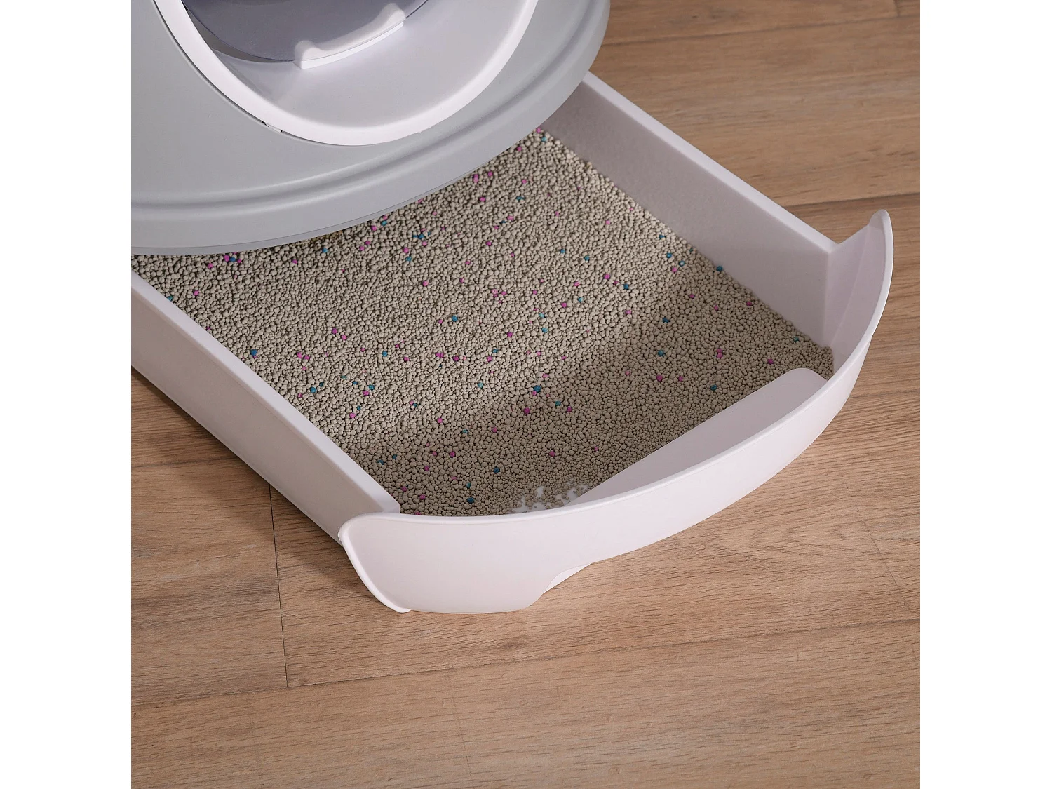 Caixa de Areia Fechada para Gatos PawHut com Clarabóia e Bandeja Removível 47x55x44 cm Cinza