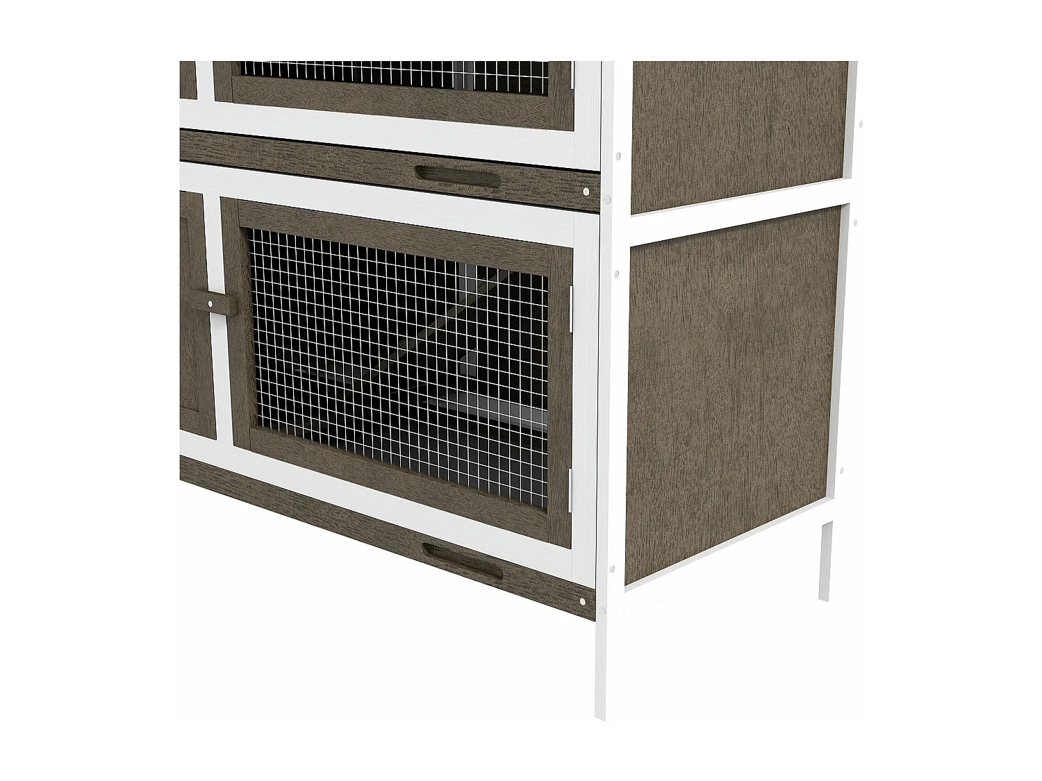 Gaiola de Madeira PawHut para Coelhos de 2 Andares com Teto Asfáltico e Acessórios Práticos