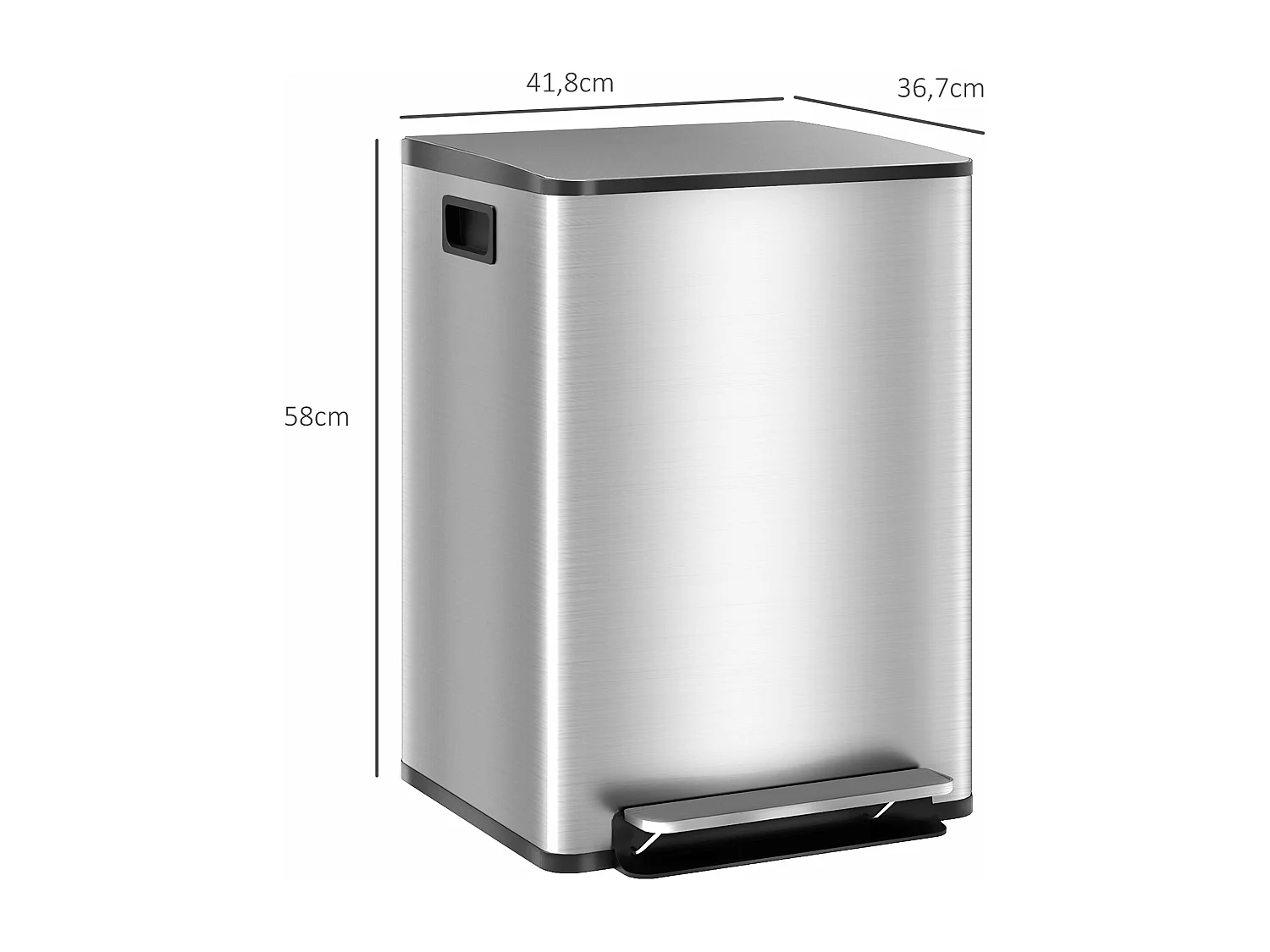 Lixeira de Cozinha HOMCOM com 2 Compartimentos de 20L em Aço Inoxidável com Fecho Suave