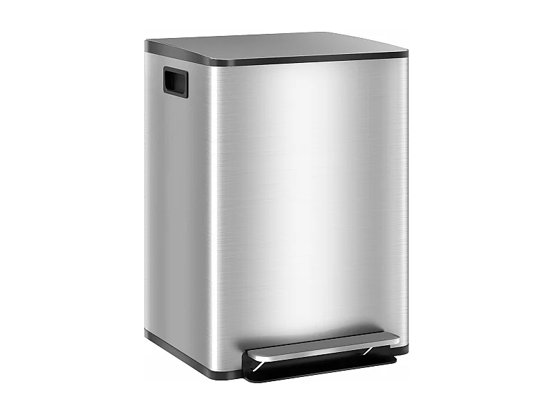 Lixeira de Cozinha HOMCOM com 2 Compartimentos de 20L em Aço Inoxidável com Fecho Suave