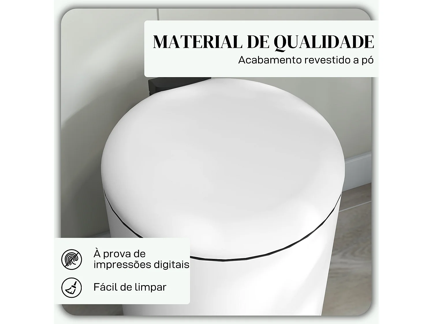 Balde de Lixo HOMCOM 20L com Pedal e Tampa Suave, Ideal para Cozinhas e Escritórios em Creme