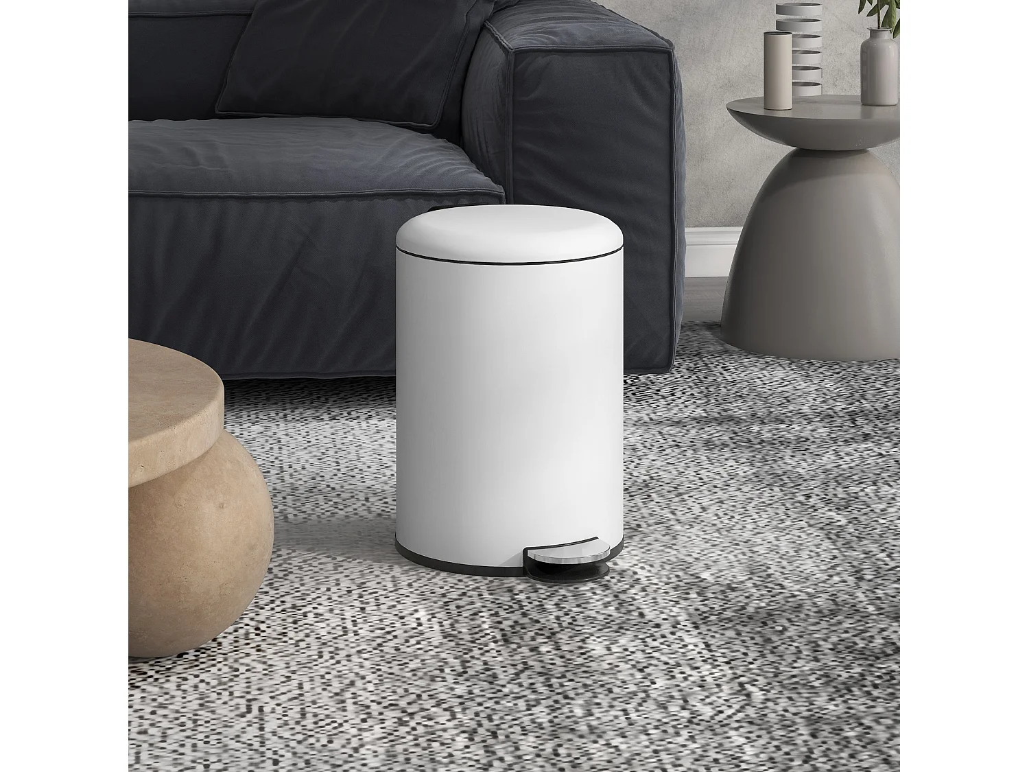 Balde de Lixo HOMCOM 20L com Pedal e Tampa Suave, Ideal para Cozinhas e Escritórios em Creme