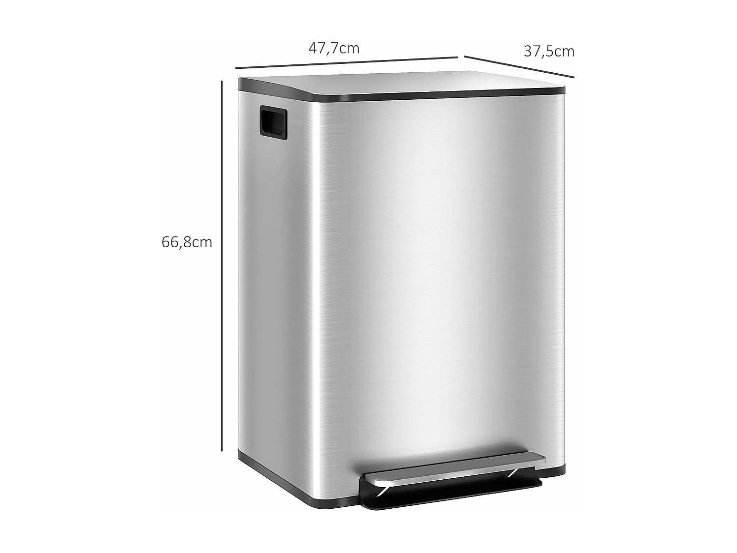 Lixeira de Cozinha HOMCOM com 2 Compartimentos de 30L em Aço Inoxidável com Pedal e Design Moderno