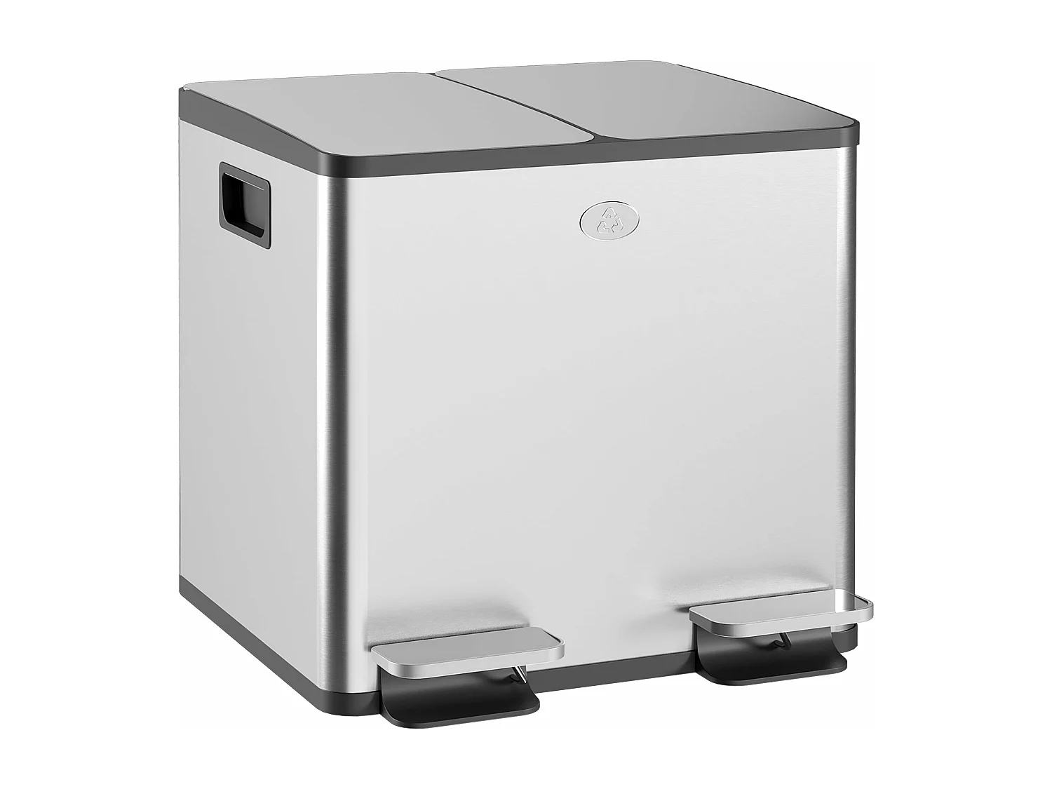 Lixeira de Cozinha HOMCOM com 2 Compartimentos de 15L em Aço Inoxidável e Pedal com Fechamento Suave