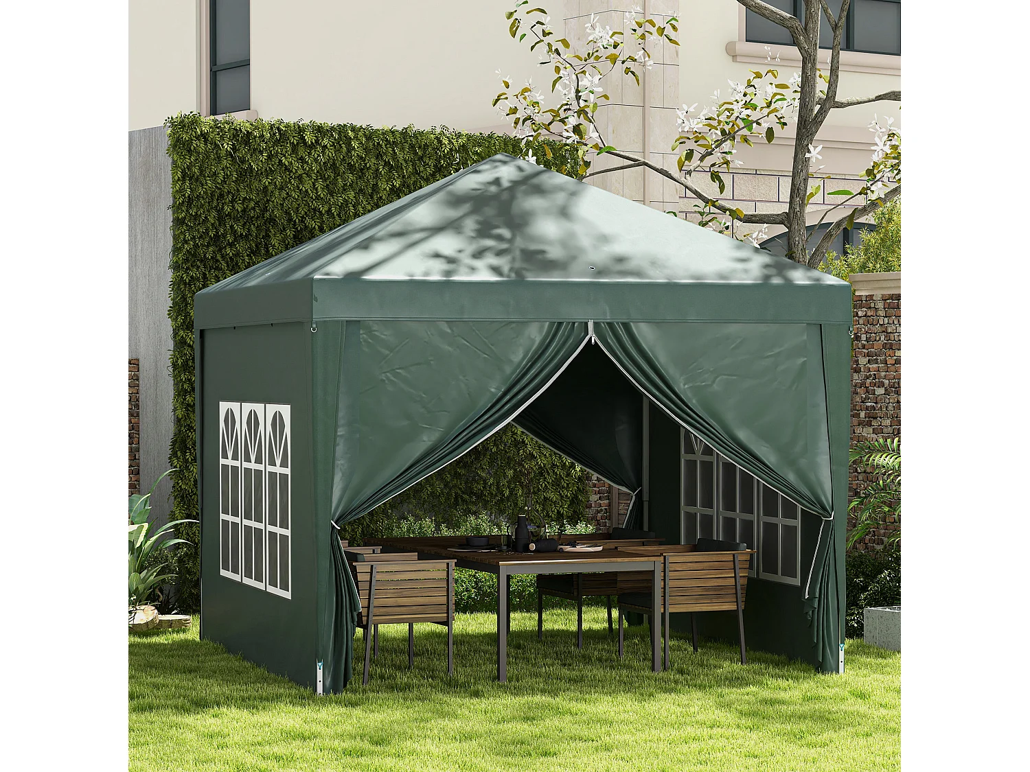 Carpa plegable verde 295x295x258 cm Outsunny