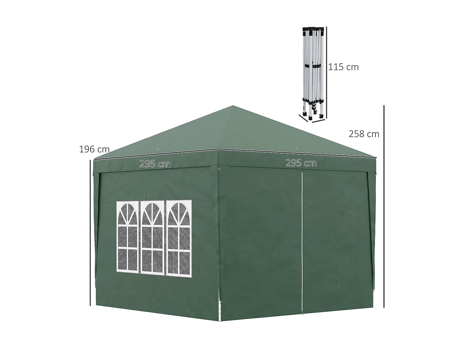 Carpa plegable verde 295x295x258 cm Outsunny