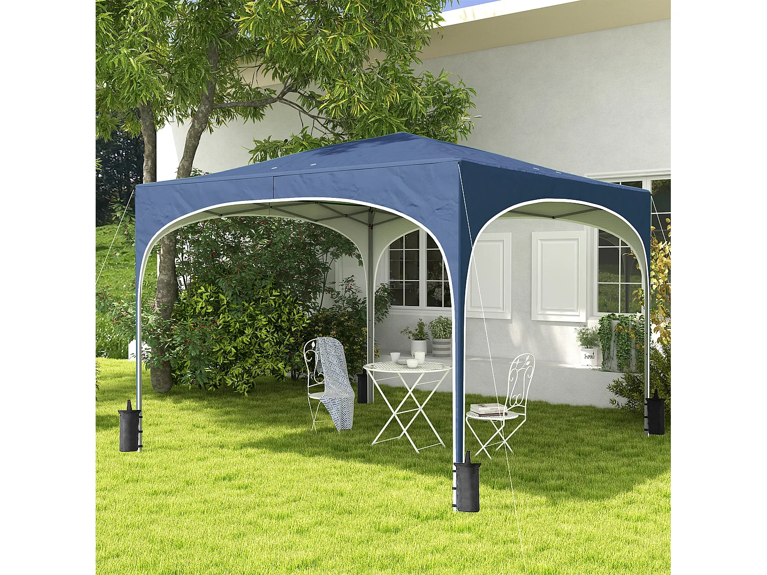 Tenda Dobrável Outsunny 3x3 m com Altura Ajustável e Proteção UV para Jardim e Eventos ao Ar Livre