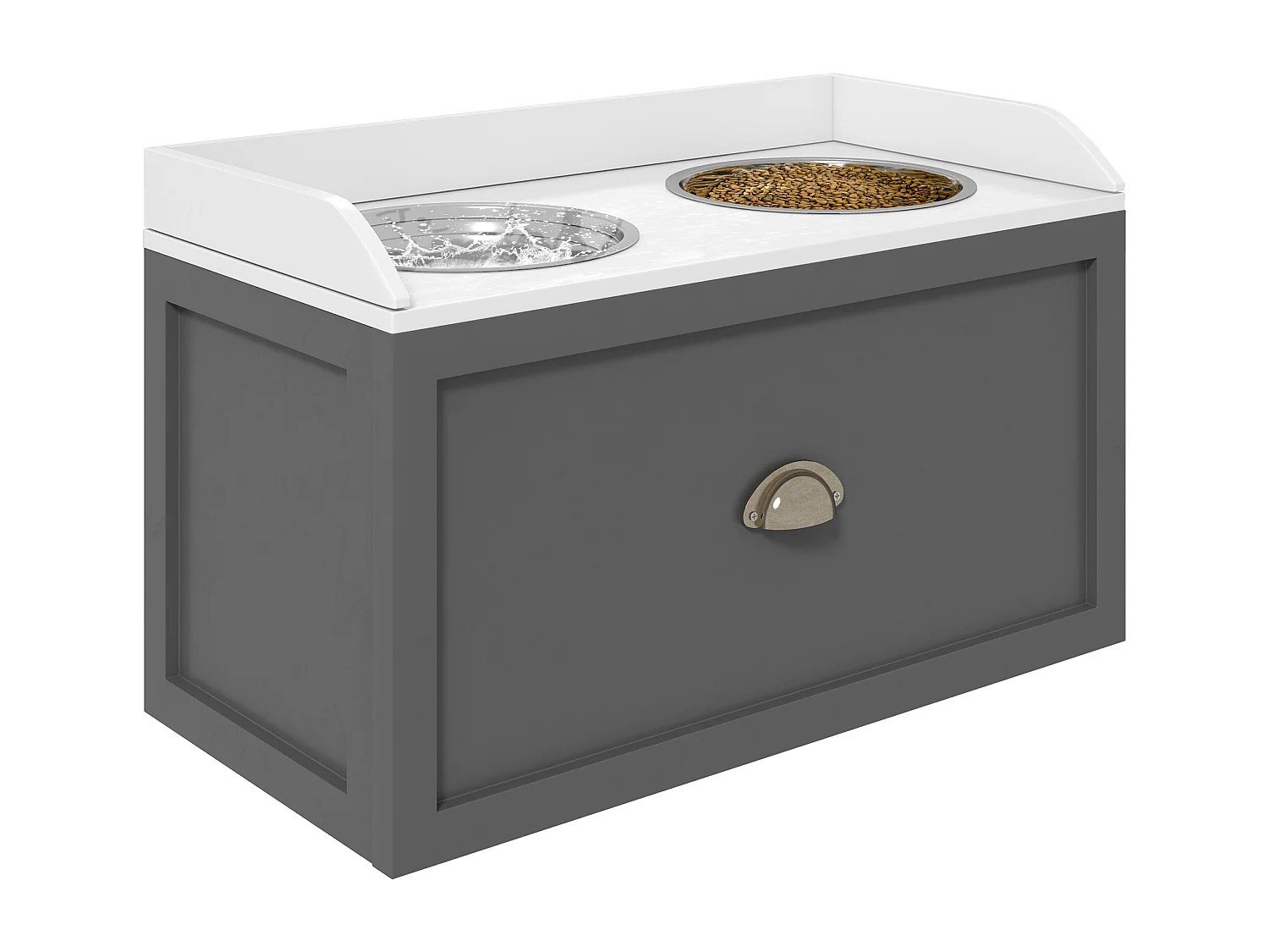 Comedouro Elevado PawHut para Cães com 2 Tigelas de Aço Inoxidável e Armazenamento Oculto