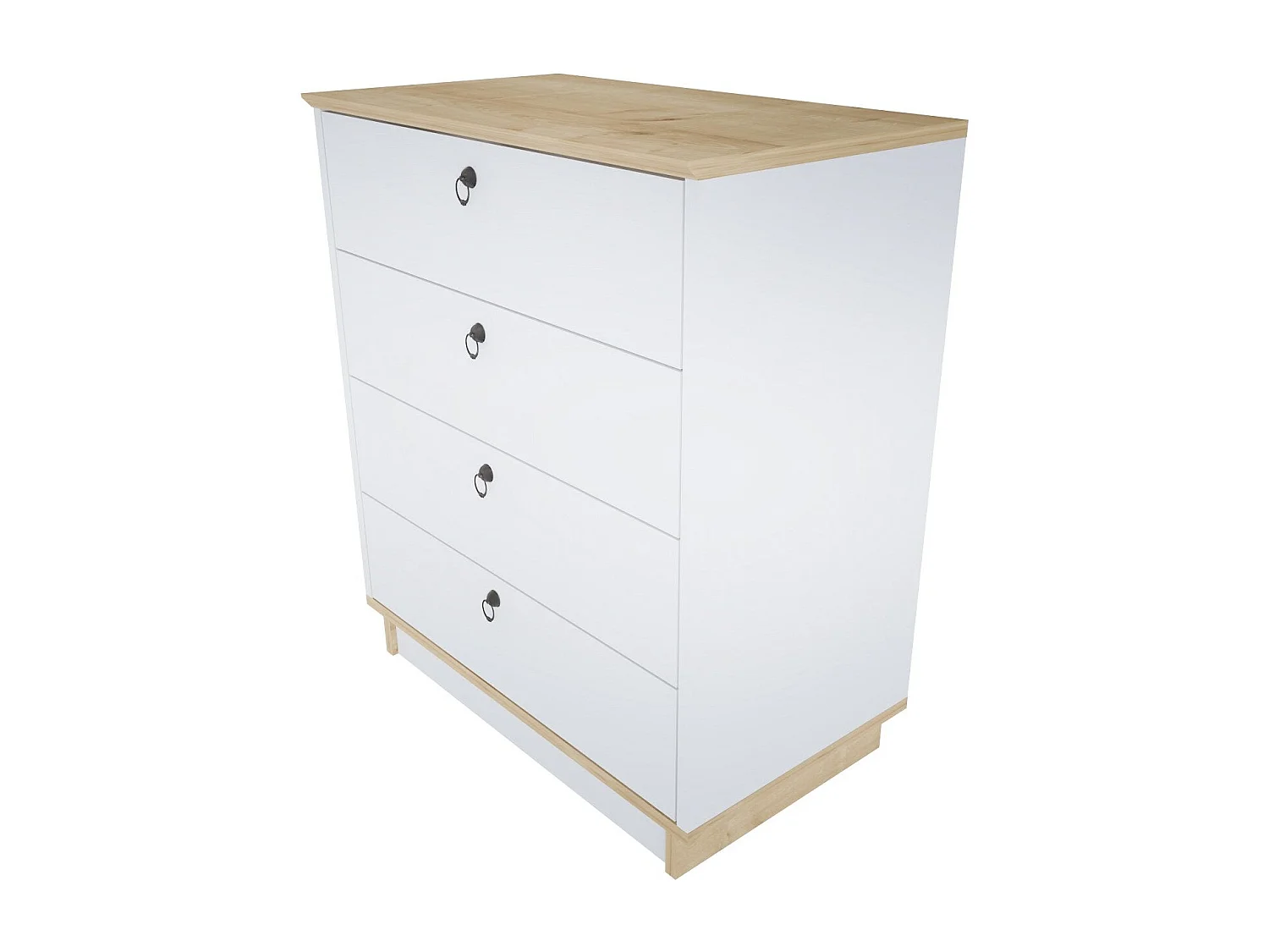 Cómoda Elysian de 4 Gavetas em Branco e Carvalho Claro - Estilo Nórdico 72x42x83.1 cm