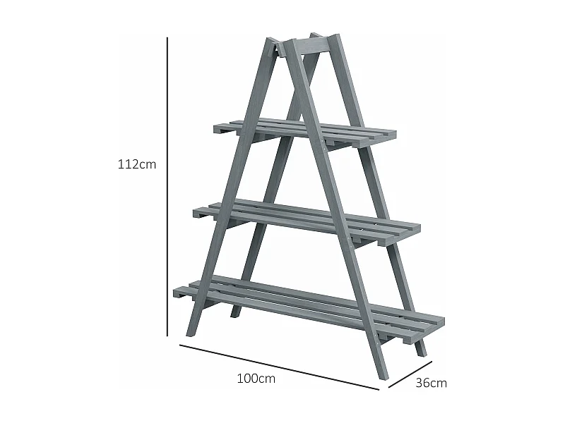 Suporte de Madeira para Plantas Dobrável Outsunny - Estante Decorativa de 3 Níveis para Jardim e Varanda