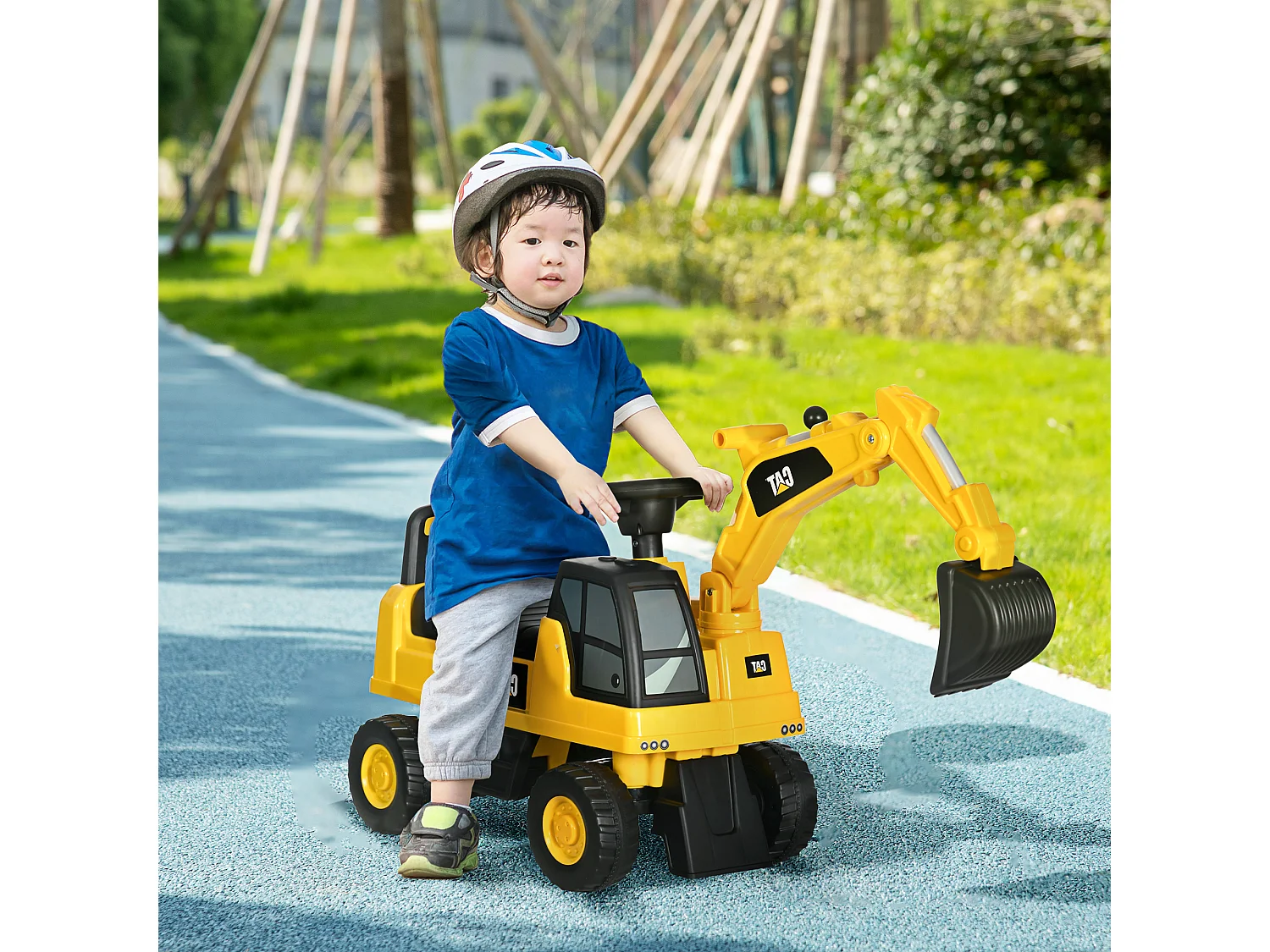 Escavadora Infantil HOMCOM Licenciada pela Caterpillar - Brinquedo para Crianças de 1 a 3 Anos