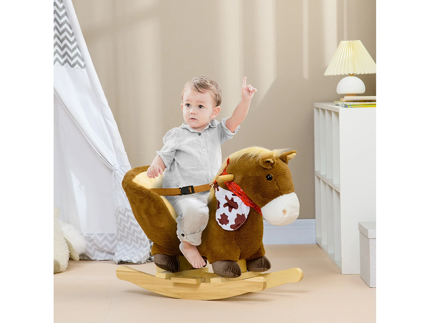 Caballito balancín infantil café 60x33x50 cm HOMCOM