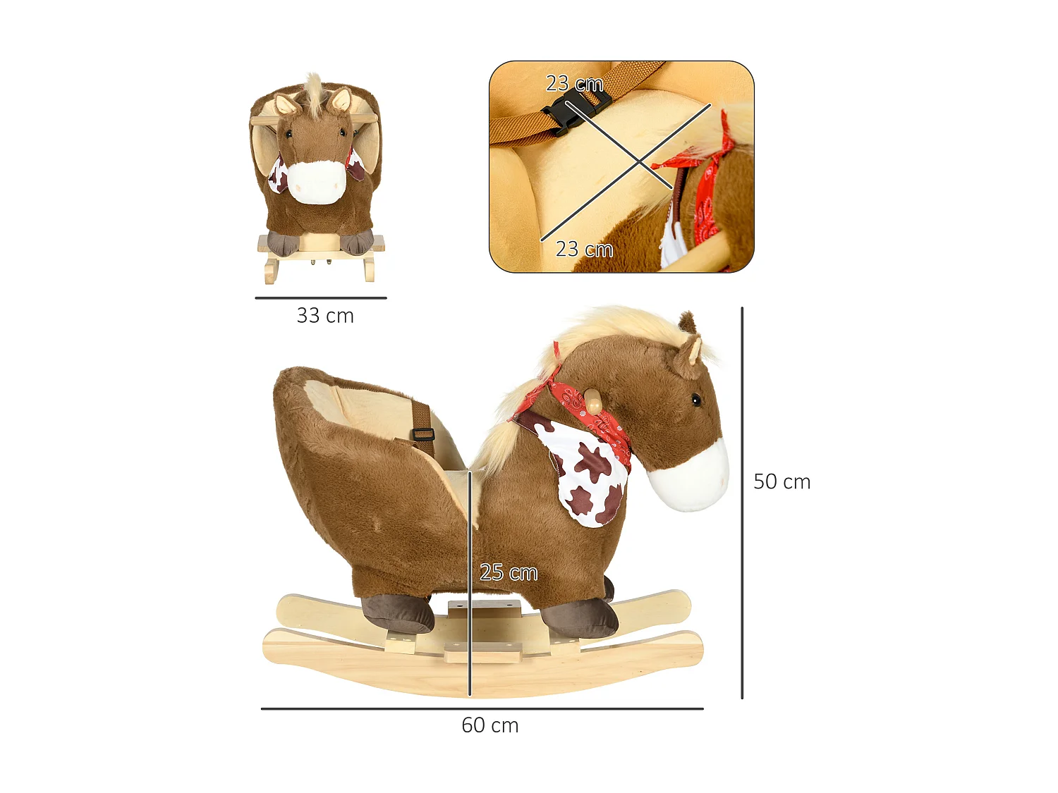 Caballito balancín infantil café 60x33x50 cm HOMCOM