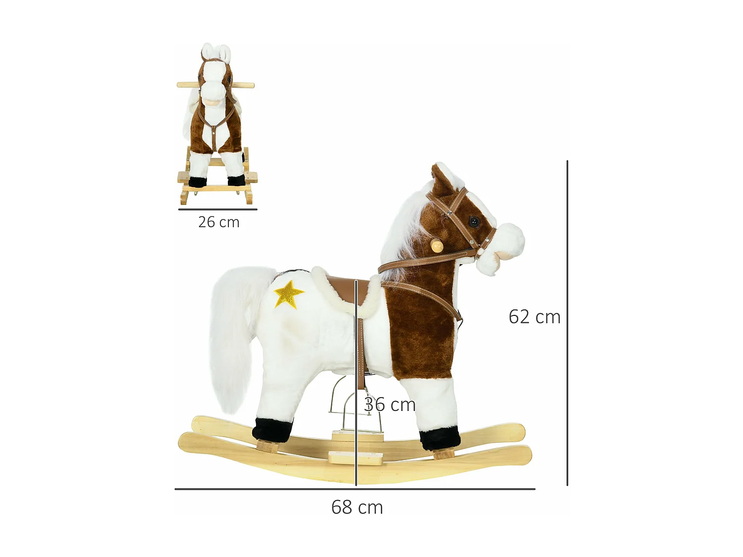 HOMCOM Cavalo Baloiço para Crianças com Música e Movimento - Diversão Garantida para Idades Acima de 3 Anos