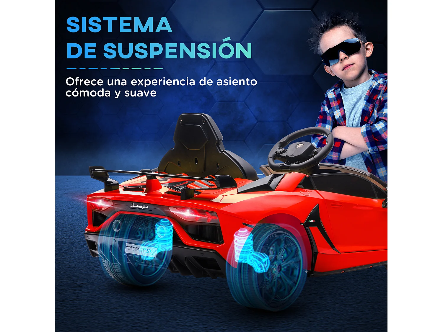 Coche eléctrico infantil rojo 107.5x63x42 cm HOMCOM