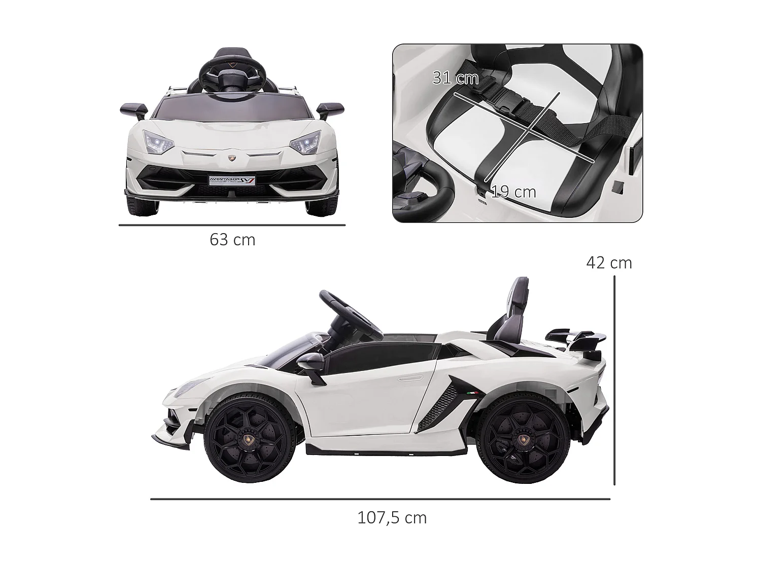 Carro Elétrico Infantil HOMCOM Lamborghini Aventador SVJ