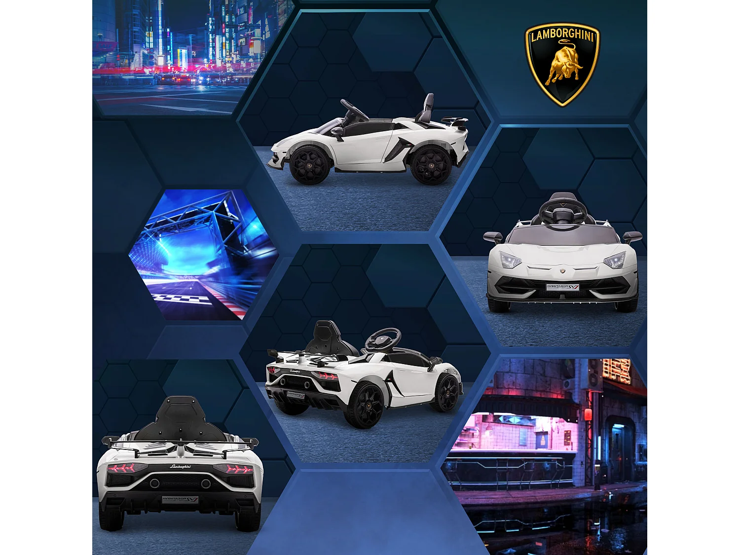 Carro Elétrico Infantil HOMCOM Lamborghini Aventador SVJ