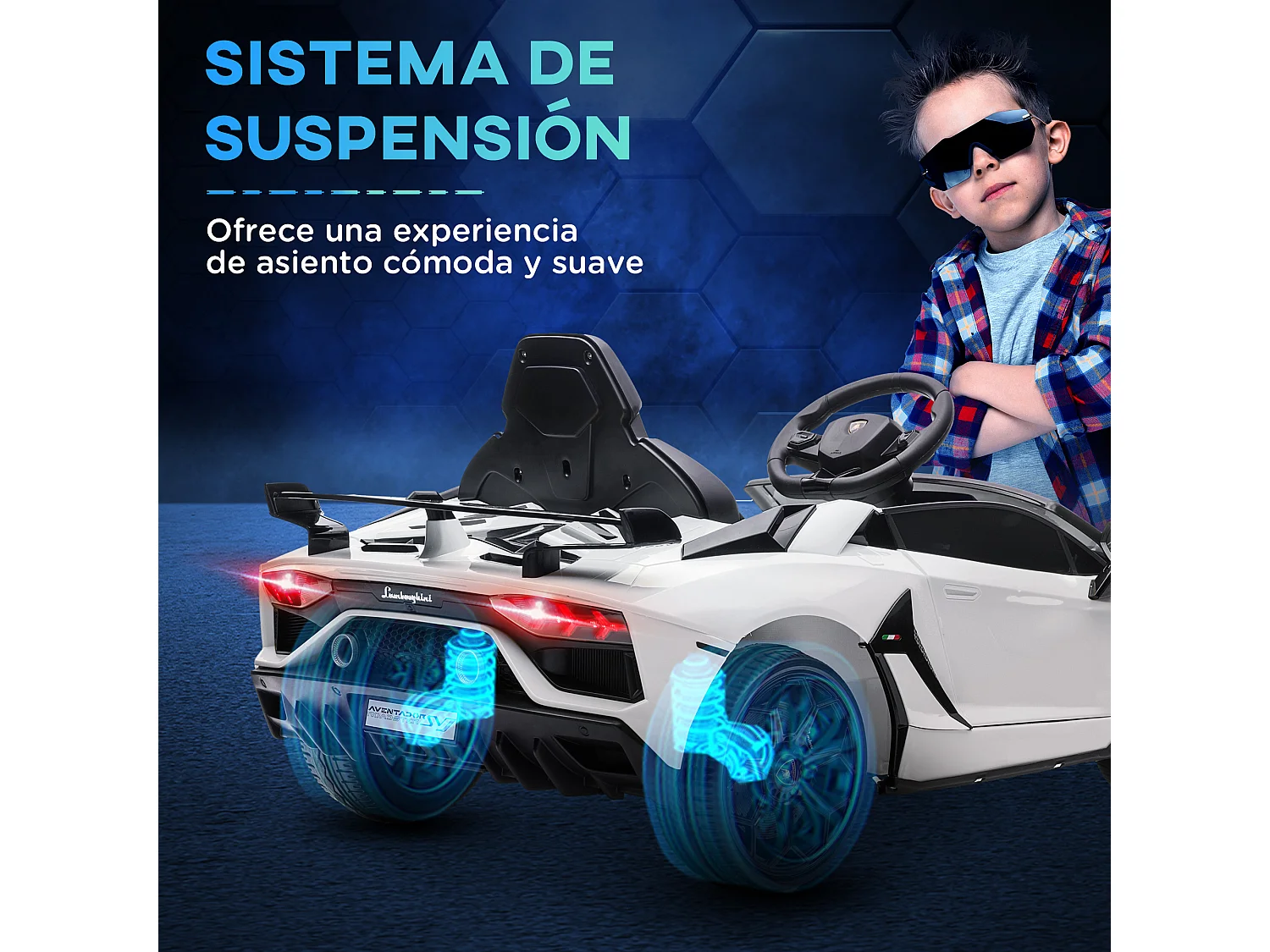 Coche eléctrico infantil blanco 107.5x63x42 cm HOMCOM