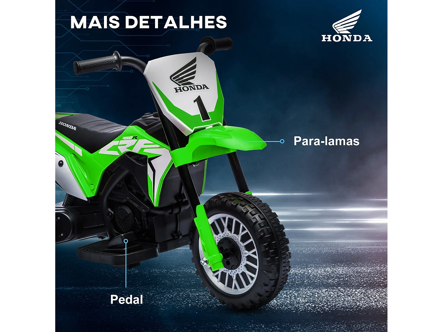 HOMCOM Mota Elétrica Honda CRF450RL para Crianças - Diversão Segura e Estável