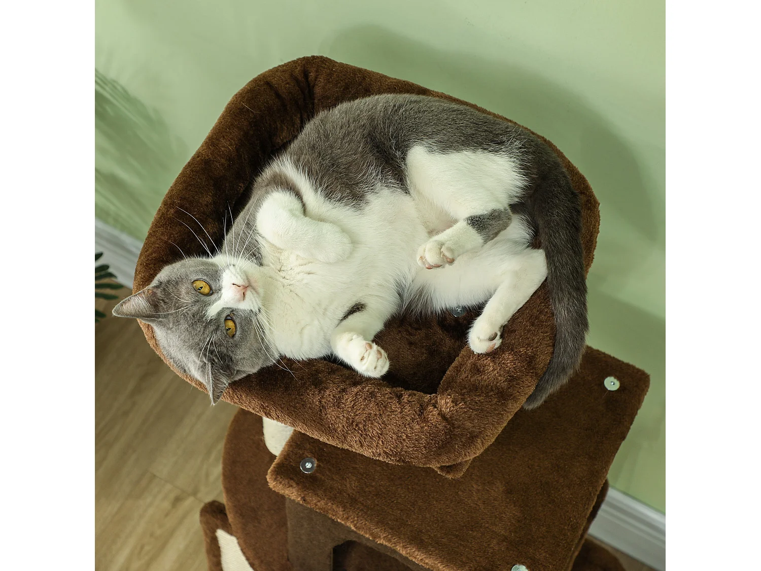 Arranhador para Gatos PawHut com Cama, Caverna e Brinquedos - 104 cm Marrom