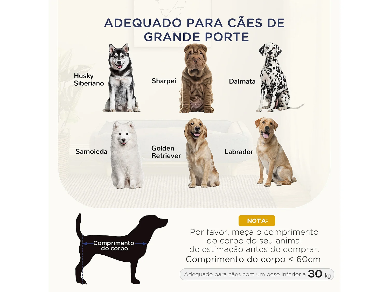 Sofá Elevado PawHut para Cães Grandes com Almofada Removível e Design Elegante