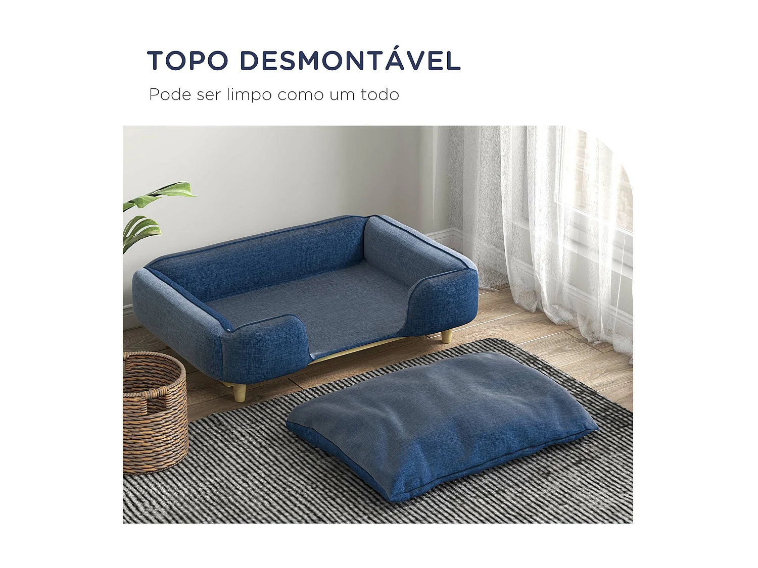 Sofá Elevado PawHut para Cães Grandes com Almofada Removível e Design Elegante