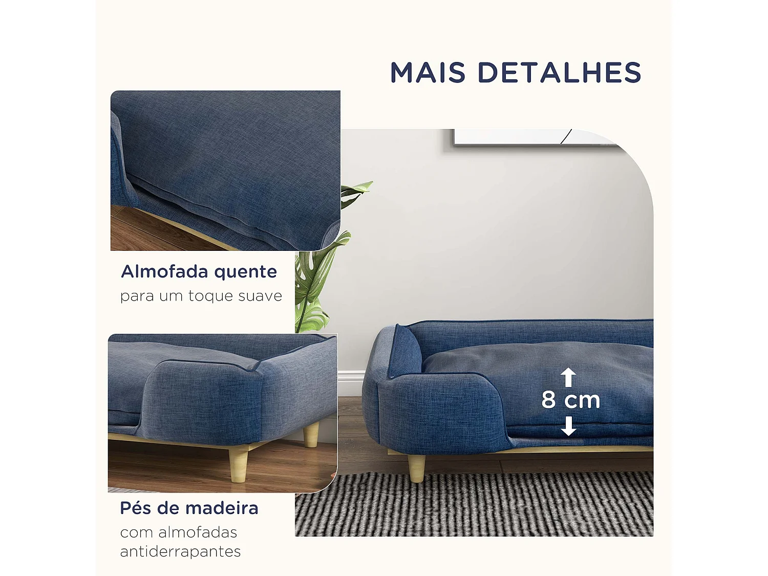Sofá Elevado PawHut para Cães Grandes com Almofada Removível e Design Elegante