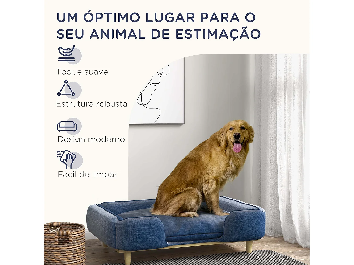 Sofá Elevado PawHut para Cães Grandes com Almofada Removível e Design Elegante