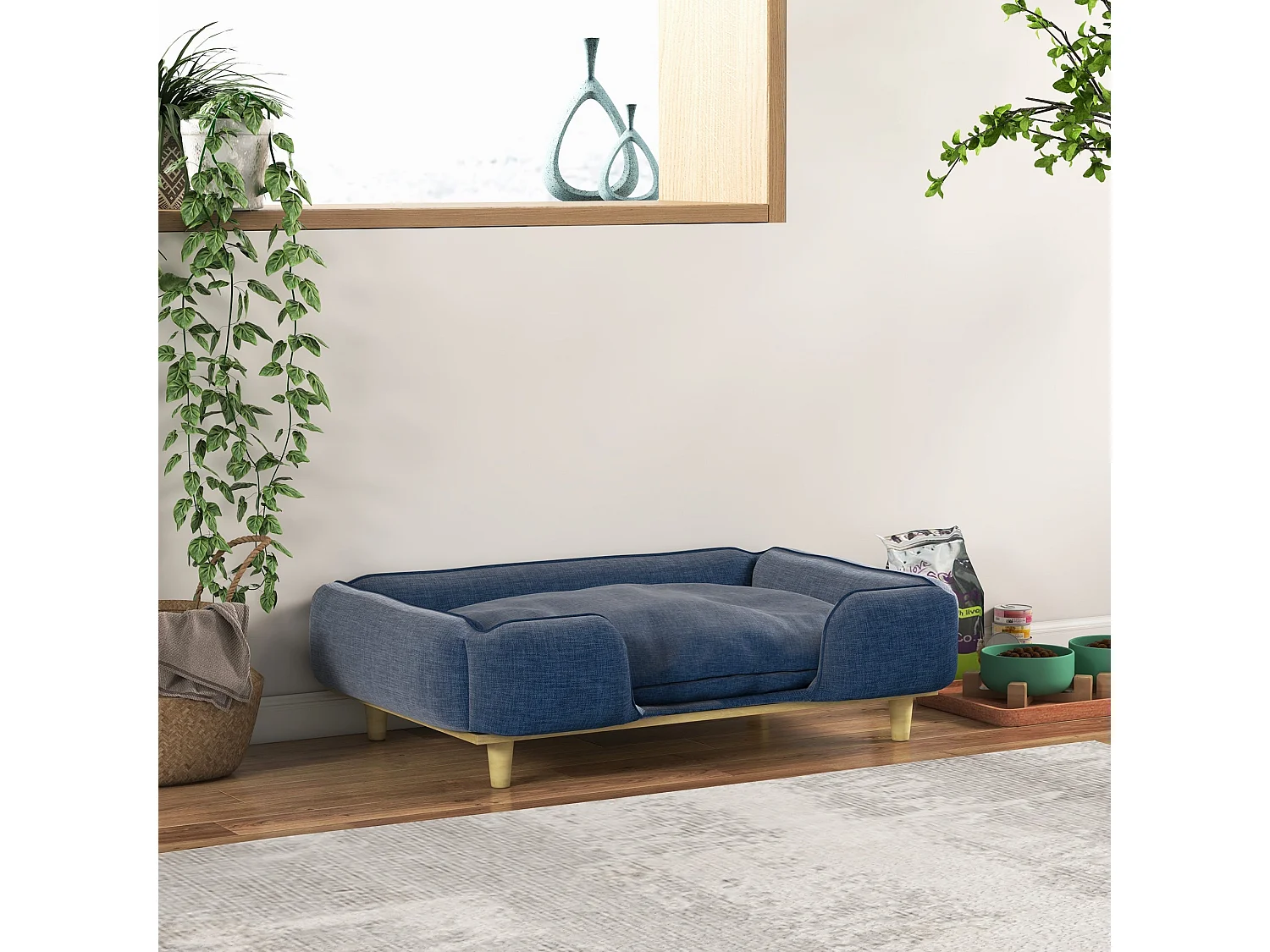 Sofá Elevado PawHut para Cães Grandes com Almofada Removível e Design Elegante