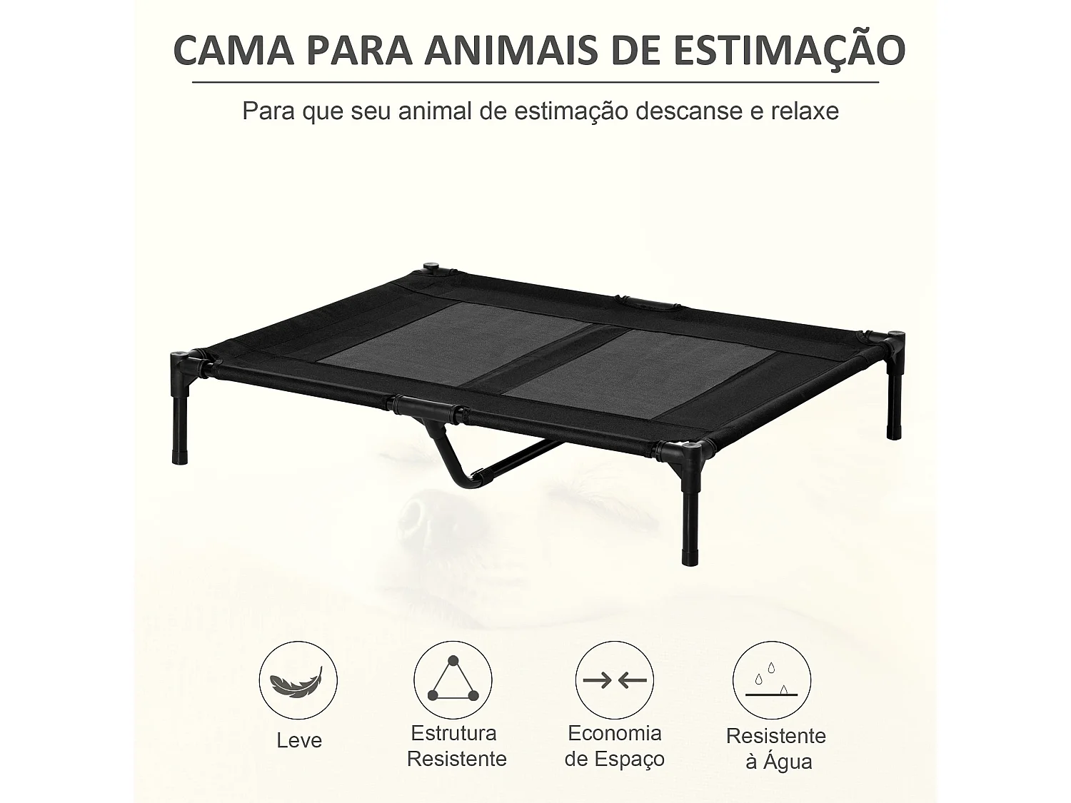 Cama Elevada PawHut para Cães e Gatos - Estrutura Resistente e Tecido Respirável para Uso Interno e Externo