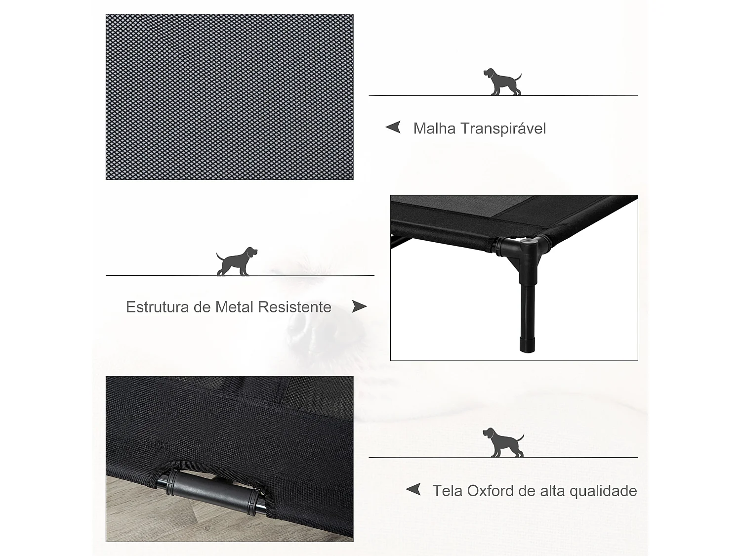 Cama Elevada PawHut para Cães e Gatos - Estrutura Resistente e Tecido Respirável para Uso Interno e Externo