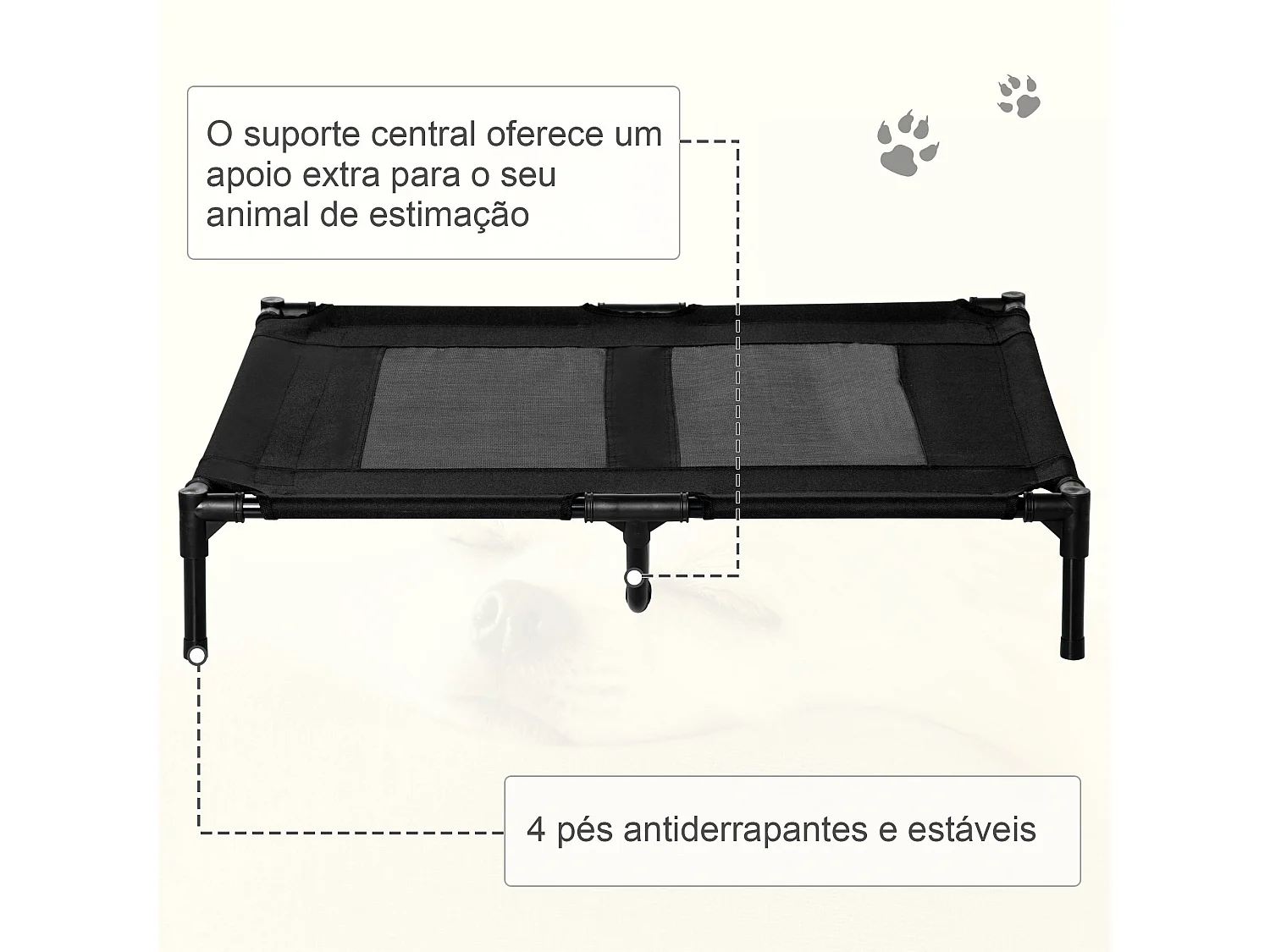 Cama Elevada PawHut para Cães e Gatos - Estrutura Resistente e Tecido Respirável para Uso Interno e Externo