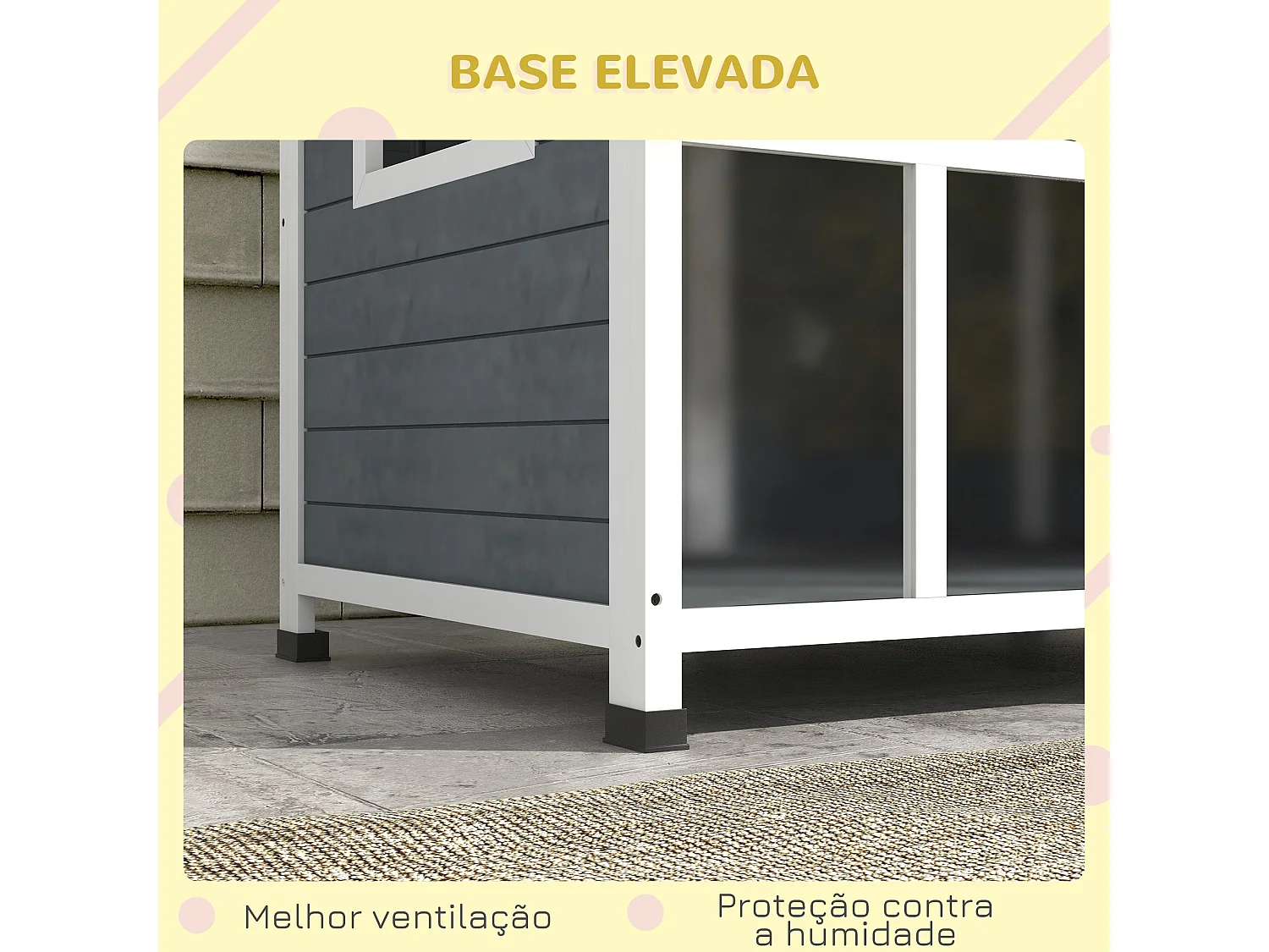 PawHut Casa para Cães de Madeira com Teto Abatível e Porta com Cortina - 101x66,5x70,5cm