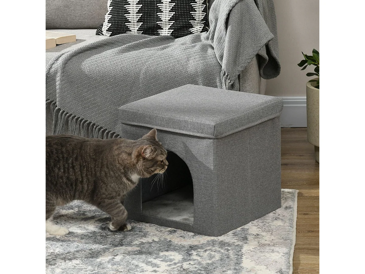 Cama para gatos Loui PawHut rascador + cojín gris 36,5x36,5x36,5 cm