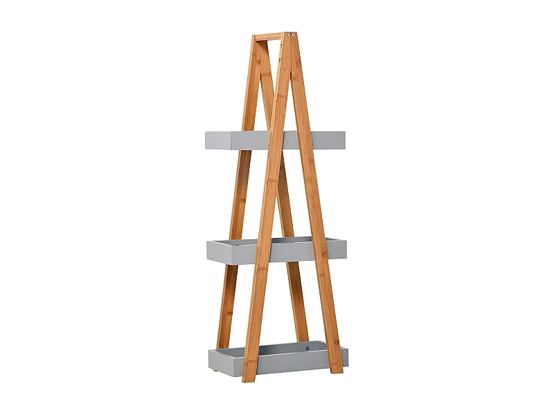 Estante de Bambú Kleankin para Banheiro e Cozinha com 3 Prateleiras Móveis 30x18x81cm