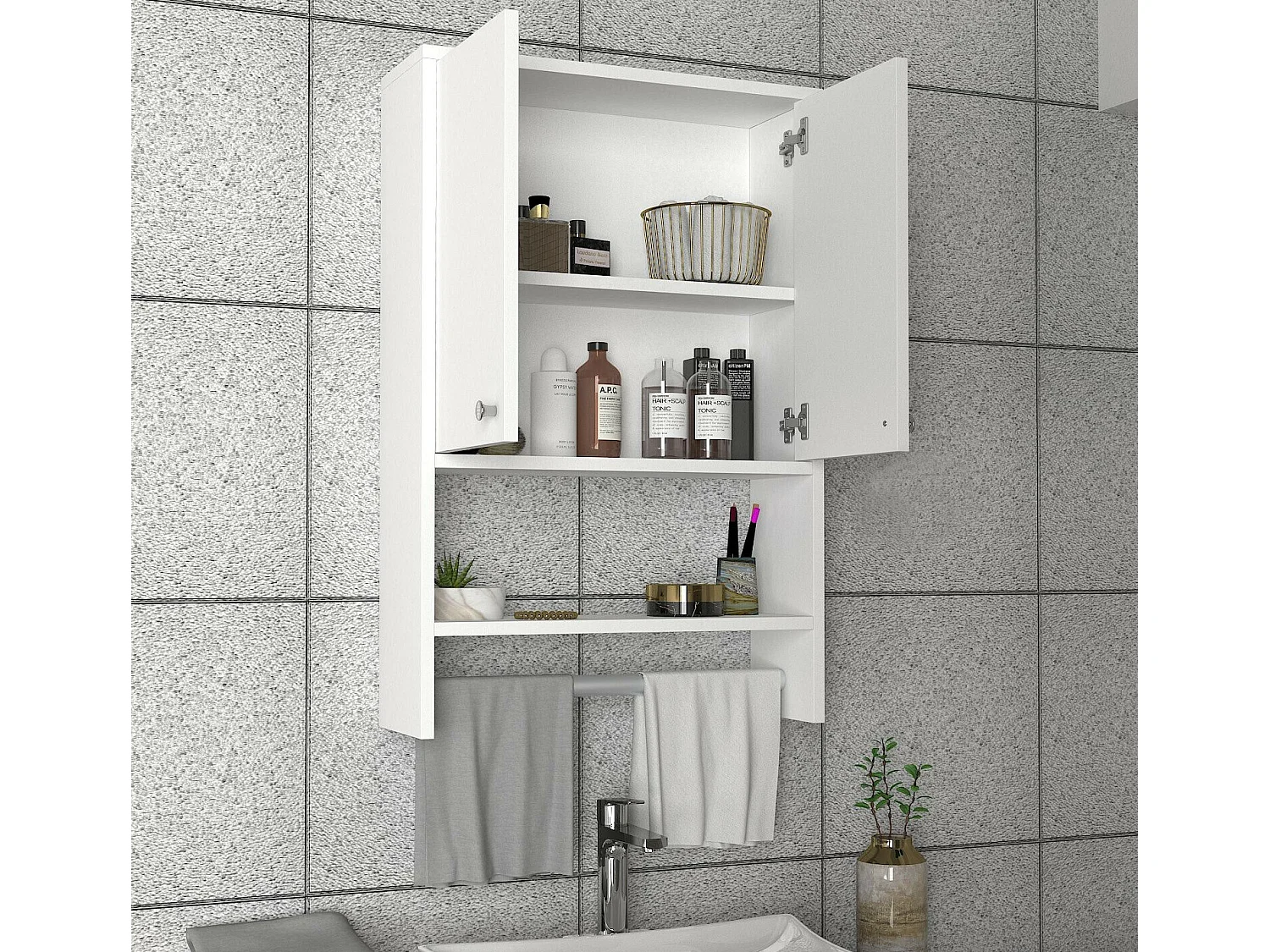 Armário de Casa de Banho Escandinavo Vira - Branco Elegante e Funcional